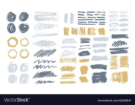 Bundle Of Colorful Brush Strokes Paint Traces Vector Image