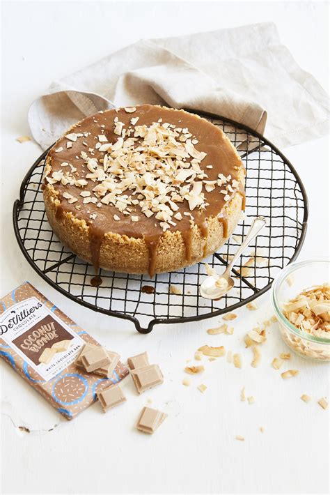 A dazzling dessert with bourbon biscuit base, caramel layer, creamy coconut topping and banana toffee. WHITE CHOCOLATE AND COCONUT CHEESECAKE - WITH SALTED ...