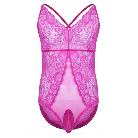 2018 mens one piece sheer crossdress lingerie jockstraps spaghetti straps floral lace see