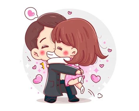 Premium Vector Character Of Romantic Couple Hug With Happy Valentines