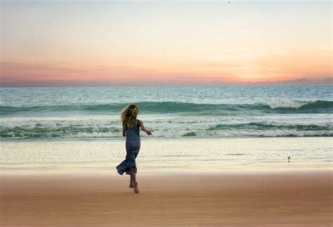 Free Images Beach Sea Coast Sand Ocean Horizon Girl Sunrise