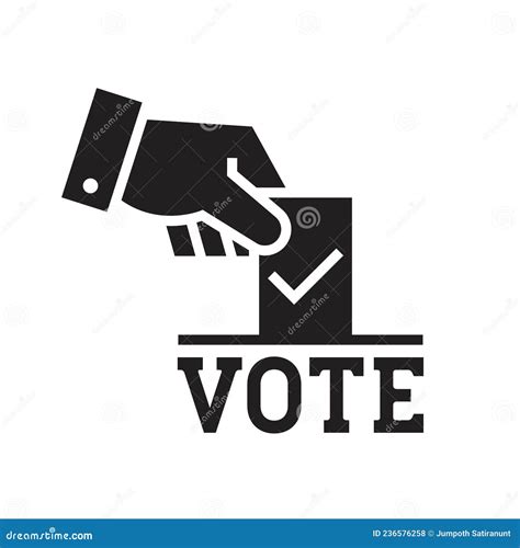 Hand Voting Ballot Box Icon Election Vote Concept Simple Flat Design