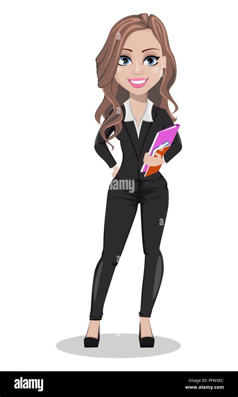 A Real Estate Agent Cartoon Character Beautiful Realtor Woman Holding Documents Cute Business