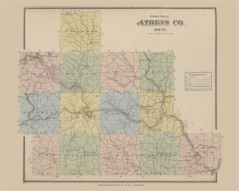 Athens County Ohio 1875 Old Town Map Reprint Homeowner Etsy