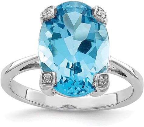 Sterling Silver 2 Mm Light Swiss Blue Topaz Diamond Ring