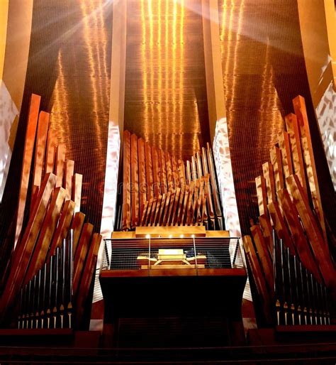 Large Pipe Organ In Symphony Hall With Giant Tubes Stock Image Image