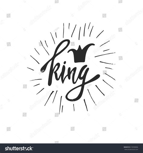 King Lettering Crown Hand Drawn Vector Stock Vector Royalty Free