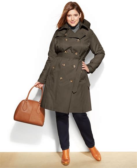 Lyst London Fog Plus Size Belted Trench Coat In Gray