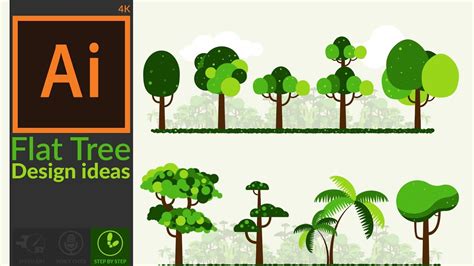 Flat Design Tree Ideas In Adobe Illustrator Youtube