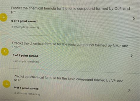 Solved Predict The Chemical Formula For The Ionic Compound Chegg