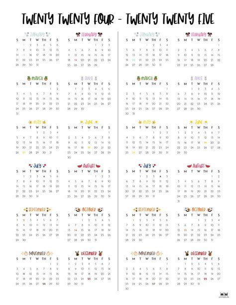 2024 2025 Two Year Calendars 10 Free Printables Printabulls