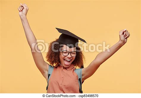 Happy Black Graduate Student Happy Excited Black Graduate Student In
