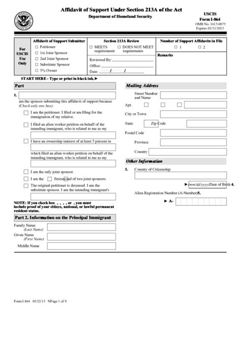 Form I 864 Affidavit Of Support Pdf 2023