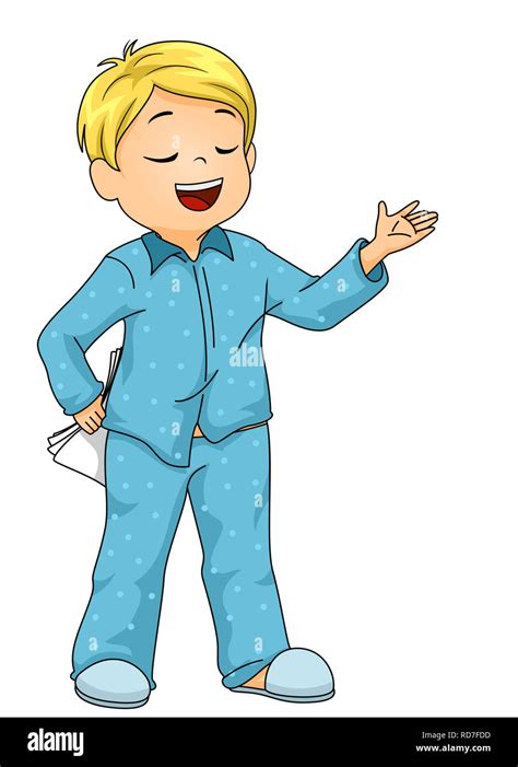 Cartoon Illustration Boy In Pajamas High Resolution Stock Photography