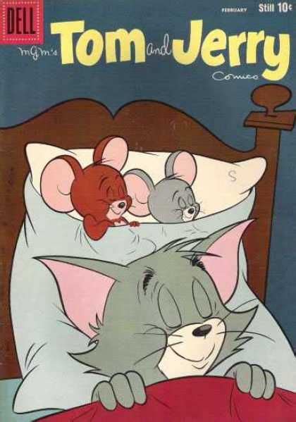 Tom And Jerry Comic Book Cover With Two Mouses Laying On The Bed Looking At Each Other