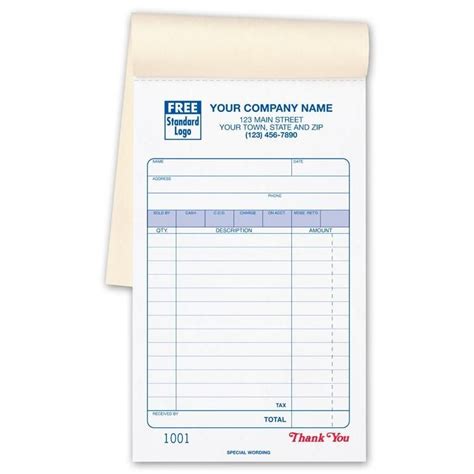 Sales Receipt Book Imprinted With Your Business Information Book