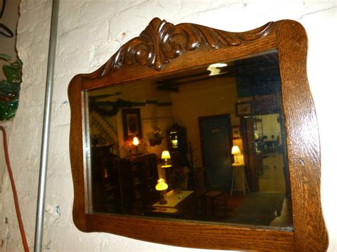 Antique Oak Frame Beveled Mirror Refinished 1900s Ornate Etsy