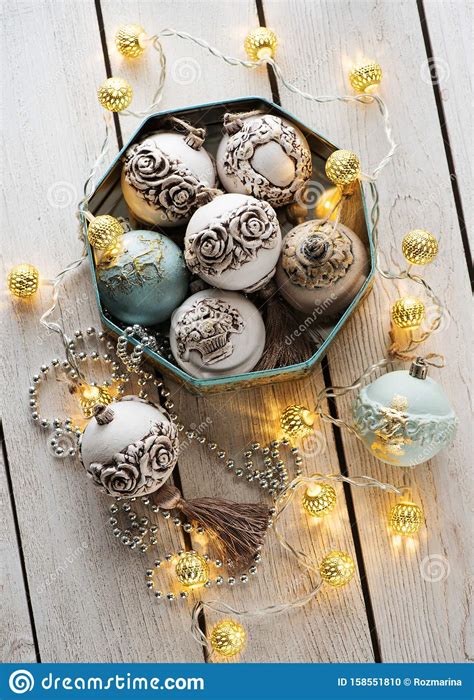 New Year Vintage Balls And Decorative Lights Garland New