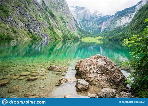 View Of The Upper Obersee Lake Near Koenigsee Bavaria Stock Photo