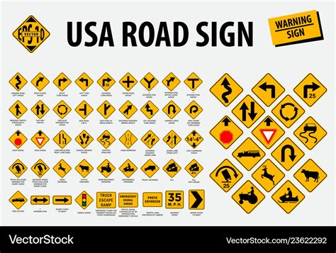 Usa Road Sign Warning Sign Royalty Free Vector Image