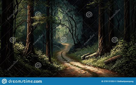 Forest Digital Paint Illustration By Generative Ai Stock Illustration