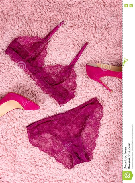 Shopping And Fashion Concept Set Of Glamorous Stylish Pink Lace