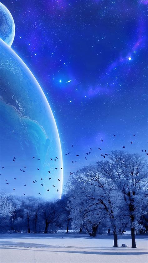 Download 雪景色と幻想的な星空images For Free