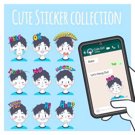 Premium Vector Cute Boy Emoji Sticker Collection