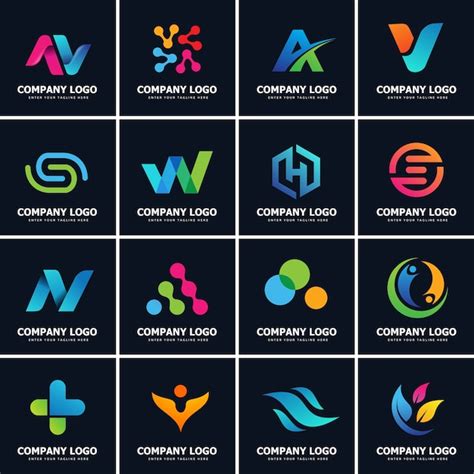 Colección De 16 Diseños De Logotipos Modernos Vector Premium