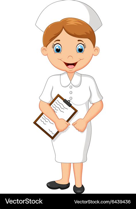 Cartoon Smiling Nurse Holding Clipboard Royalty Free Vector