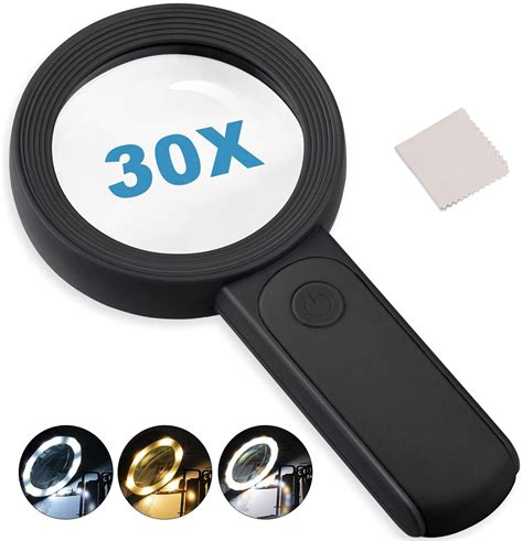 Buy Nazano Magnifying Glass With 18 Led Lights 30x Handheld Large Magnifying Glass With 3 Modes