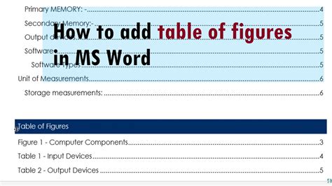 How To Add Insert Table Of Figures In Ms Word Document Youtube