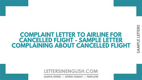 Complaint Letter To Airline For Cancelled Flight Sample Letter Complaining About Cancelled