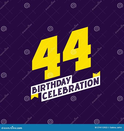 44th Birthday Celebration Vector Design 44 Years Birthday Stock Vector