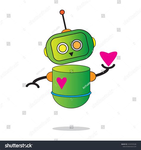 Robot Holding Heart Symbol Which Symbolizes Stock Vector Royalty Free