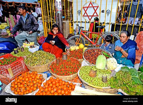 Food Market In Street Kathmandu Nepal Stock Photo Alamy