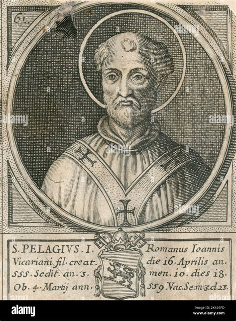 Portrait Of Pope St Pelagius I Engraving From The Summorum Romanorum