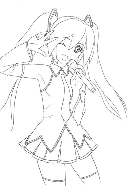 Hatsune Miku Lineart By Kasugaichi On Deviantart