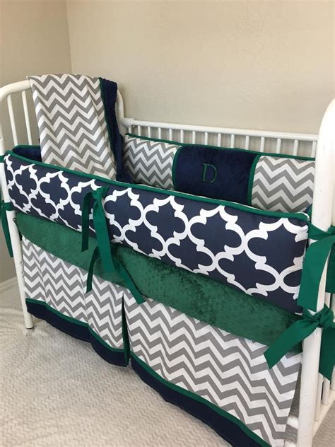 It features solid poplar construction that makes it as durable as it is beautiful, and it easily converts into a toddler bed with the addition of a toddler rail. Baby bedding boy nursery Crib sets Navy Blue, Emerald ...