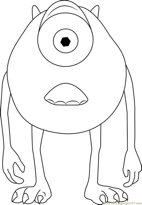 Michael A Green Monster Coloring Page For Kids Free Monsters Inc