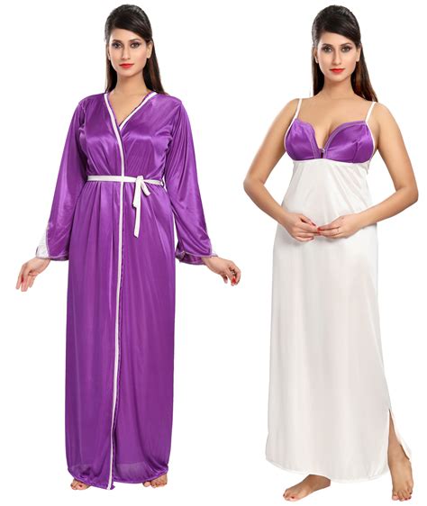 Buy Be You Fashion Women Satin Purple Solid 2 Piece Nighty Set Online ₹699 From Shopclues