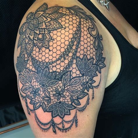 Shoulder Lace Tattoo Google Search Lace Tattoo Lace Shoulder