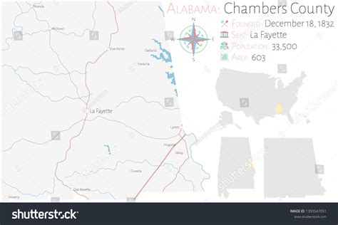 Large Detailed Map Chambers County Alabama Stock Vector Royalty Free