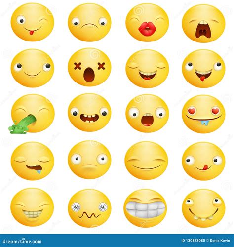 Smiley Emoticon Yellow Cartoon Characters In Different Emotions Big Set