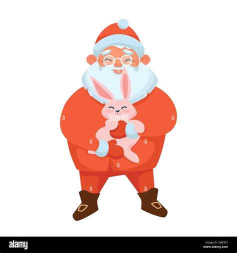Funny Santa Claus Holding The Rabbit Symbol 2023 Stock Vector Image