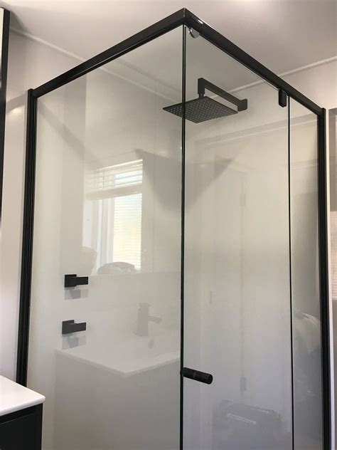 Semi Frameless Custom Shower Screen Matte Black White Bathroom Co