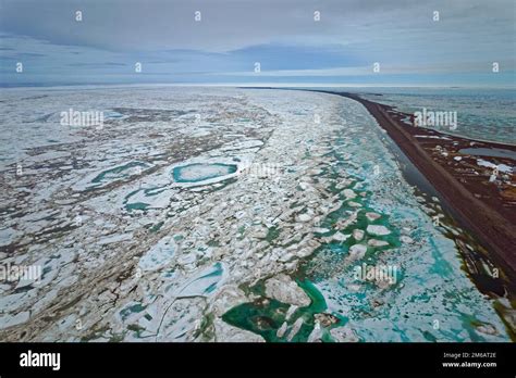 Drone Footage Icy Coast Ice Break Up Barrow Strait To Point Barrow