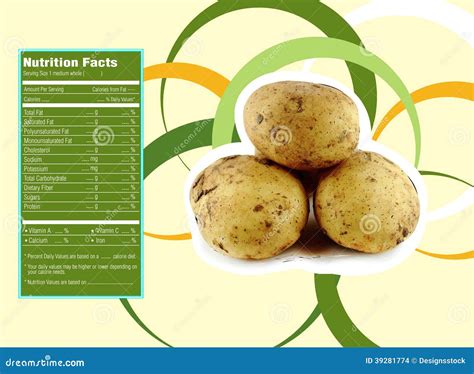 Potato Nutrition Facts Stock Vector Image 39281774
