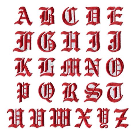A Z 26pcslot Alphabet Old English Font Letter Patches Embroidered Iron