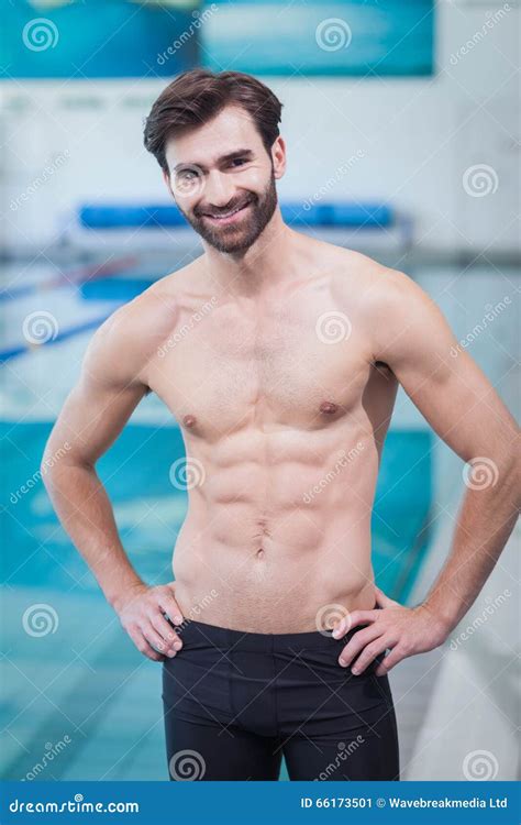 Handsome Shirtless Man Standing With Hands On Hips Stock Image Image